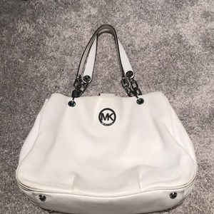 Michael Kors white leather handbag